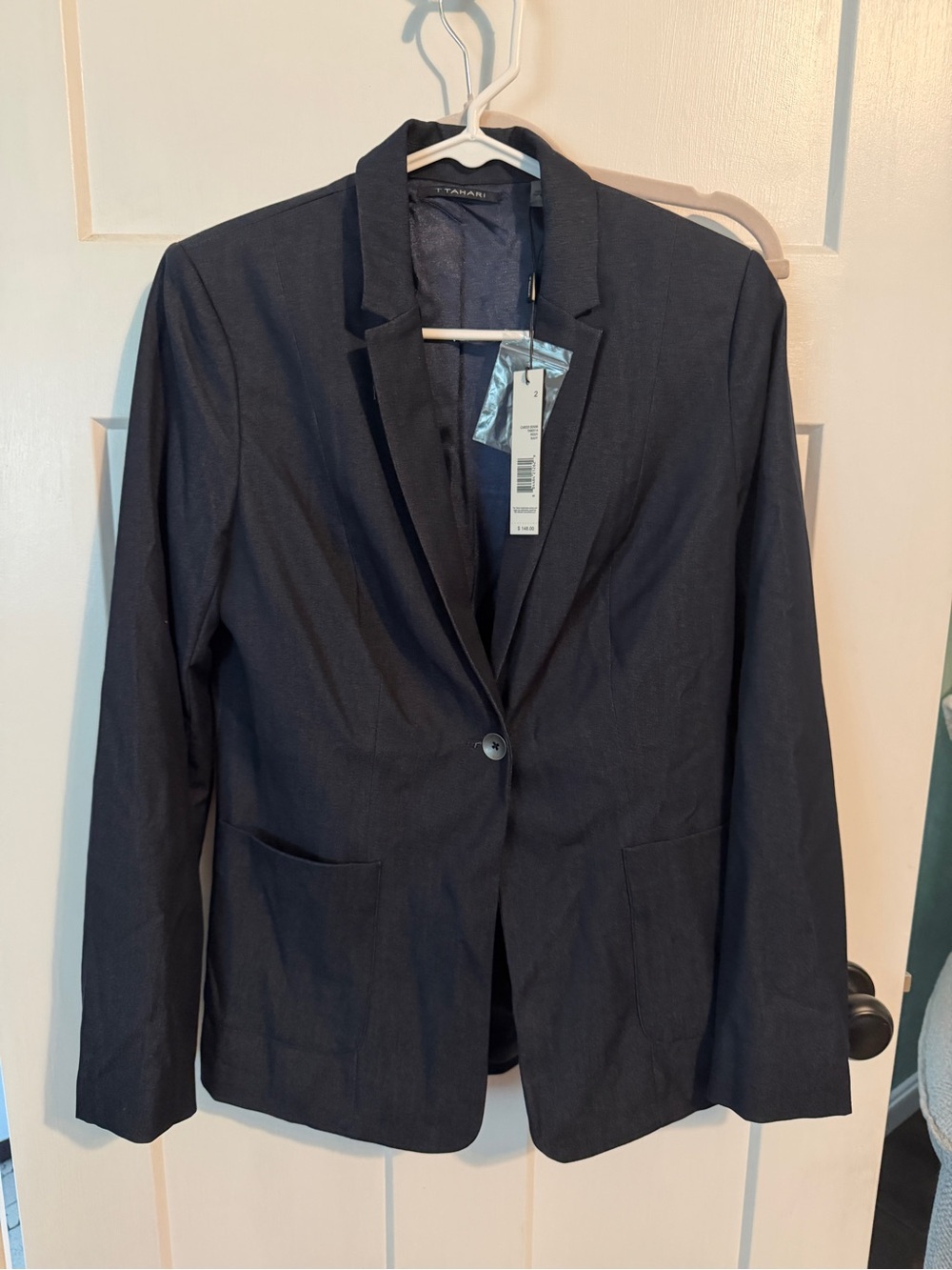 Tahari Women's navy Single-Button Blazer